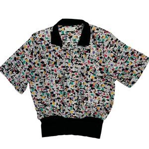 Vintage short sleeve printed blouse
